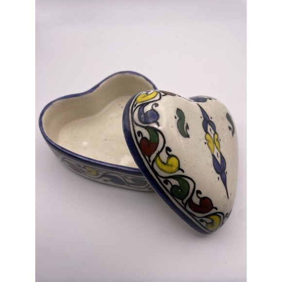 Fes Naji Art Pottery Ceramic Two Sided Tray Dish Morocco Handmade 7.5" - Picture 3 of 4